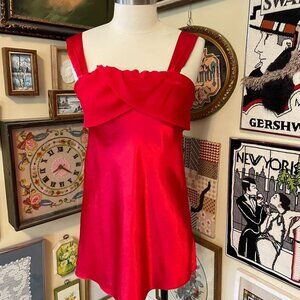 Vintage TR Too Red Satin Mini Nightie Lingerie Size S